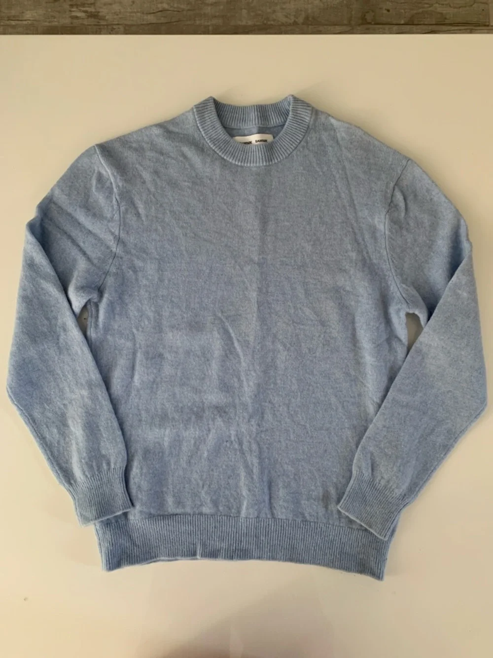 Samsøe Samsøe Viktor Crew Neck Sweater Men’s M 100% Wool Chambray Blue